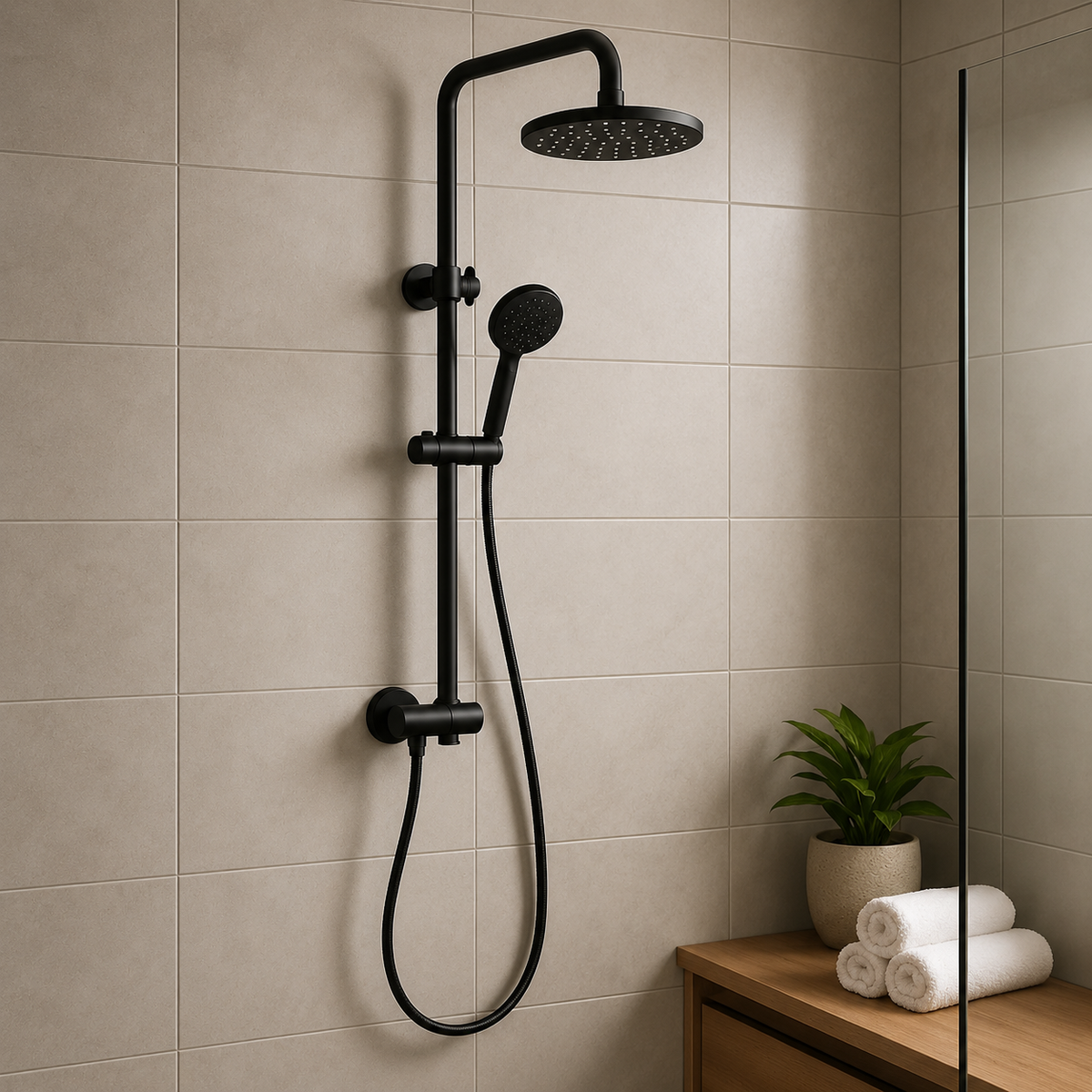 Onix Black Round One Function Shower Unit
