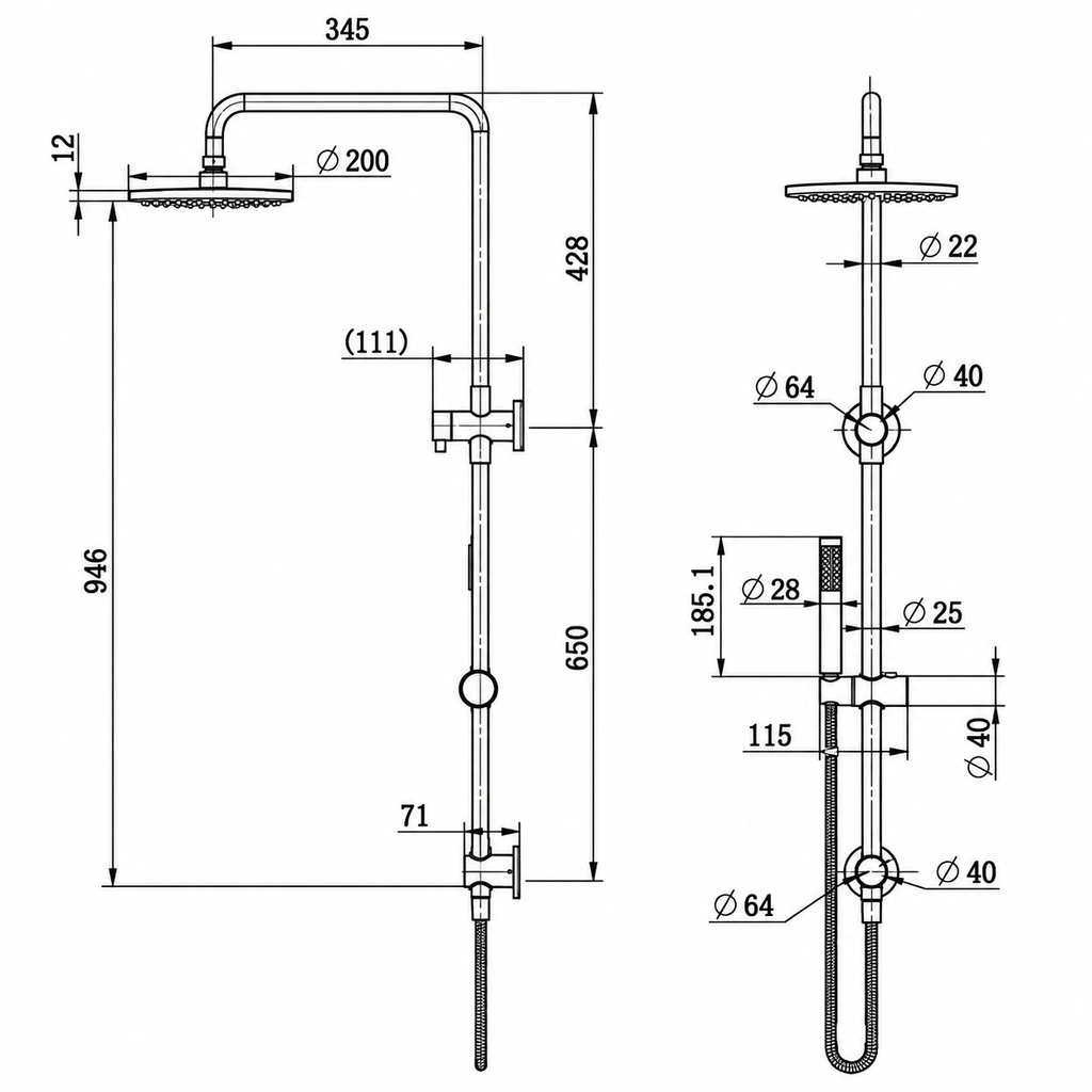 Black Round Shower Unit