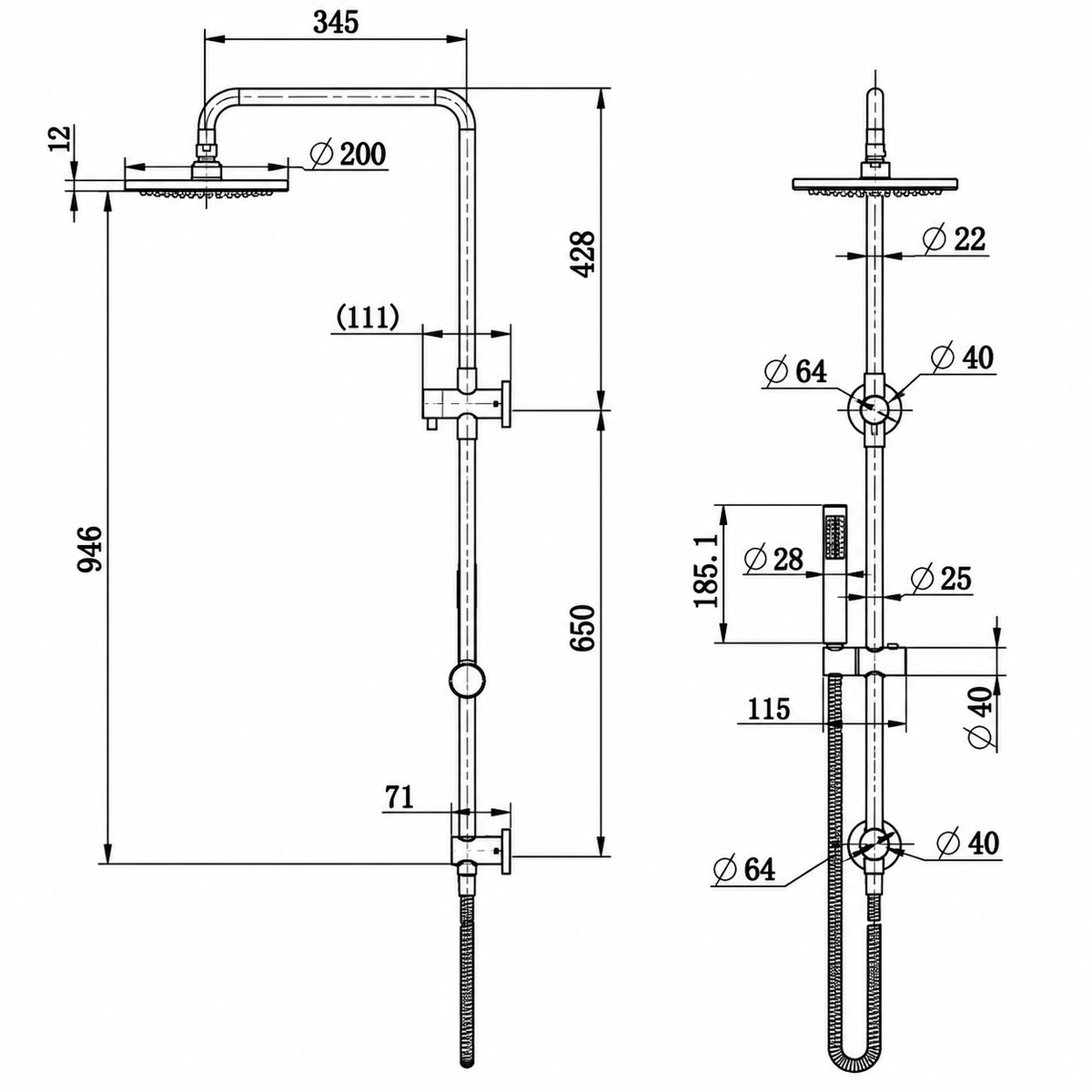 Chrome Round Shower Unit