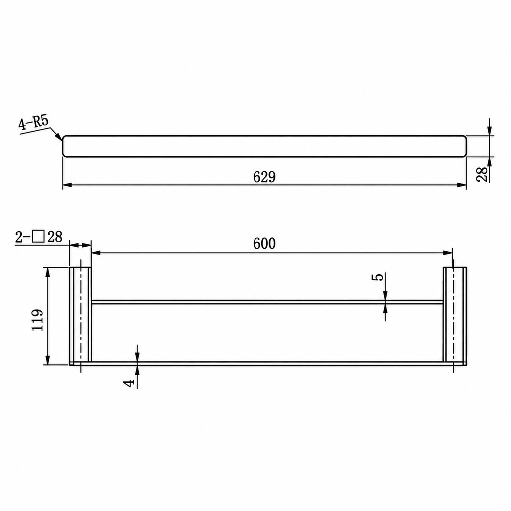 Onix Black Double Towel Rail