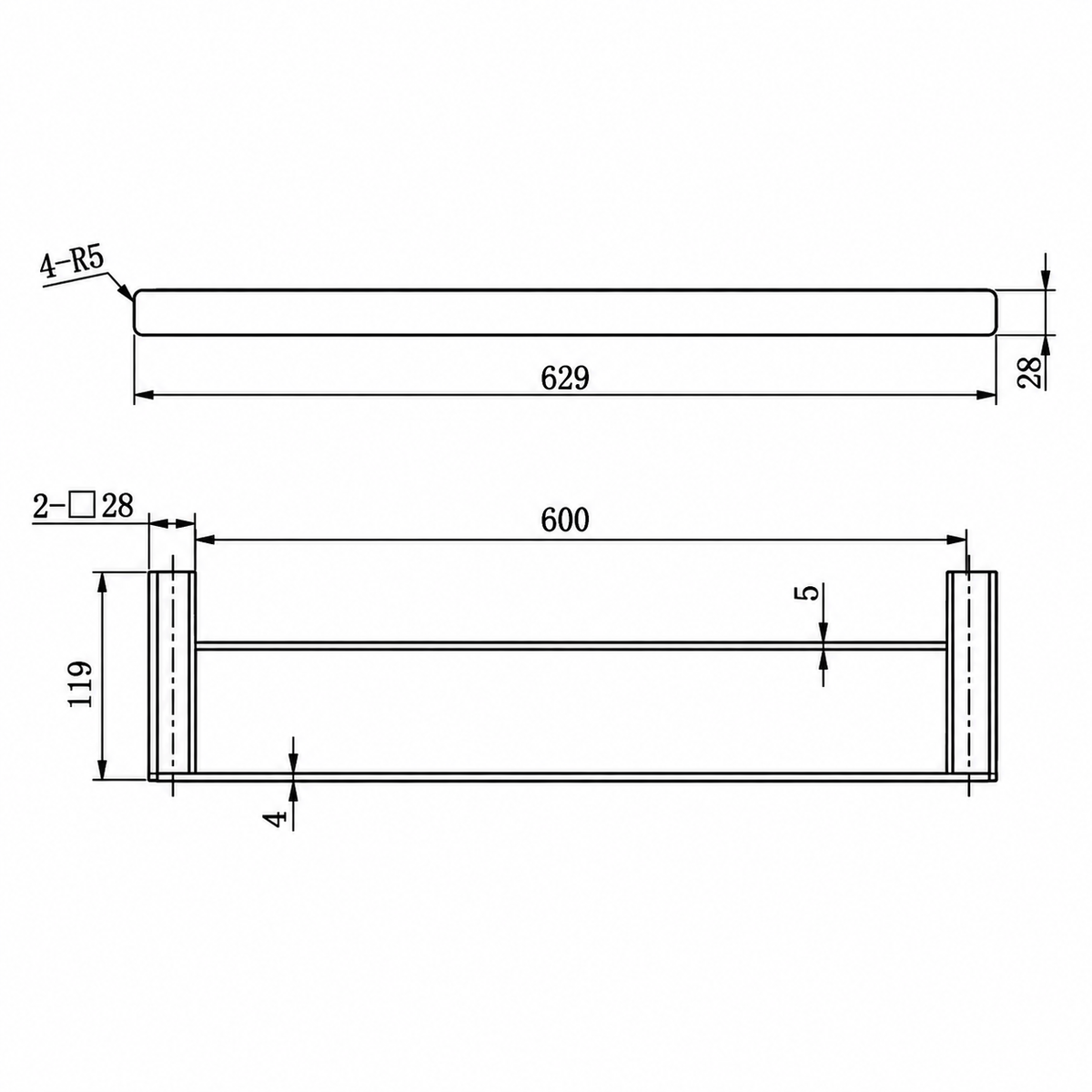 Onix Black Double Towel Rail