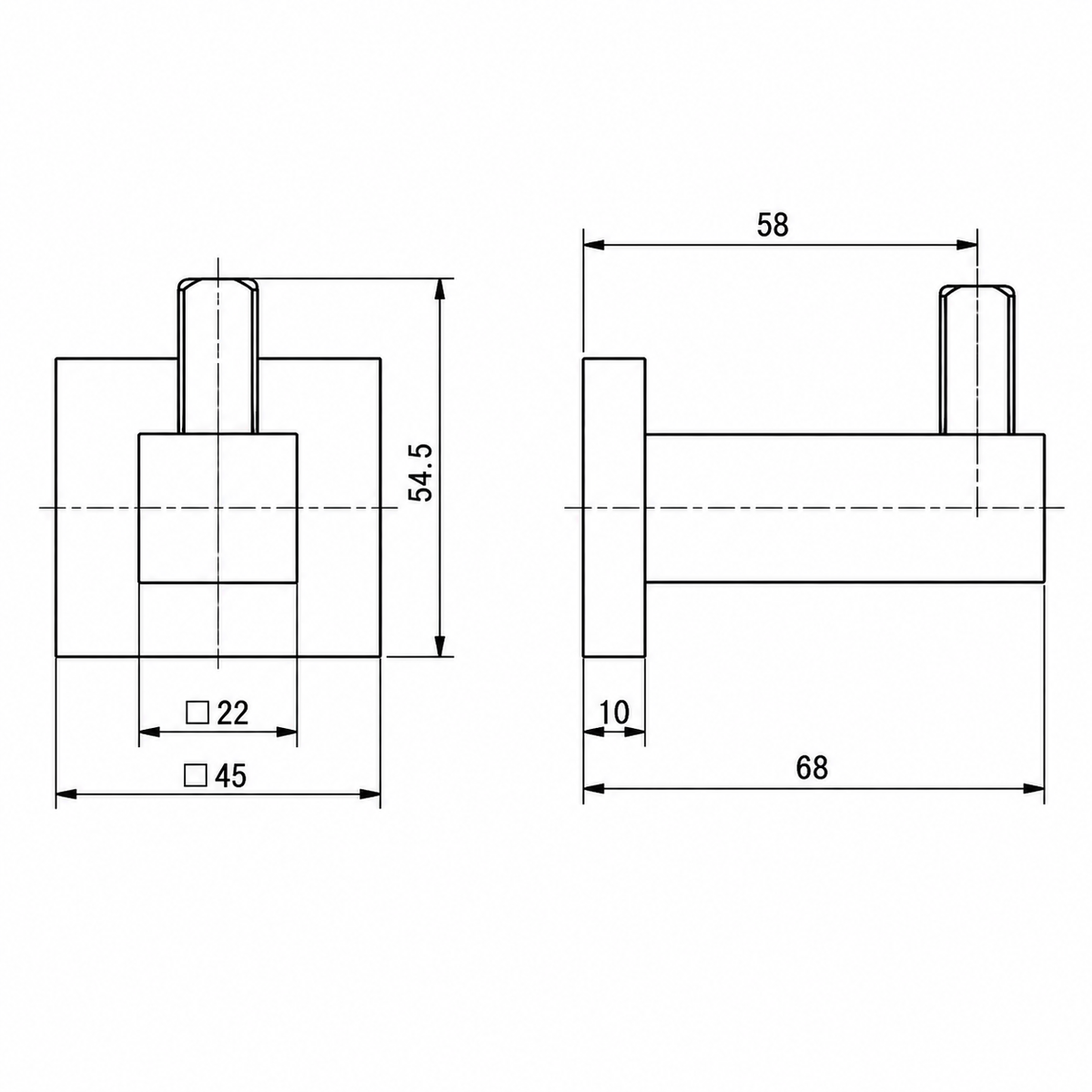 Onix Black Square Robe Hook