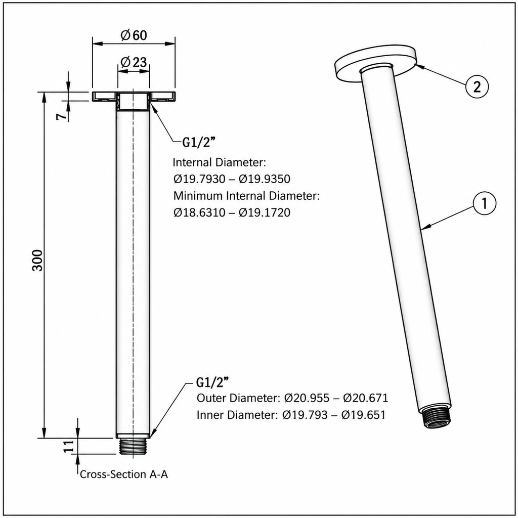 Cordoba Gunmetal Ceiling Arm