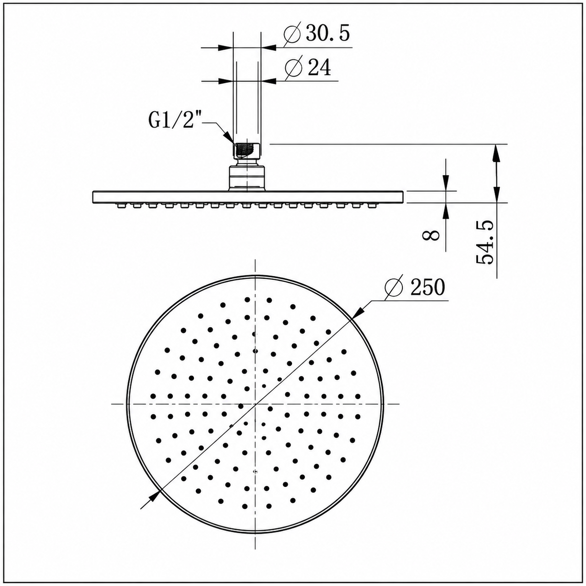 Cordoba Gunmetal Shower Head 250mm