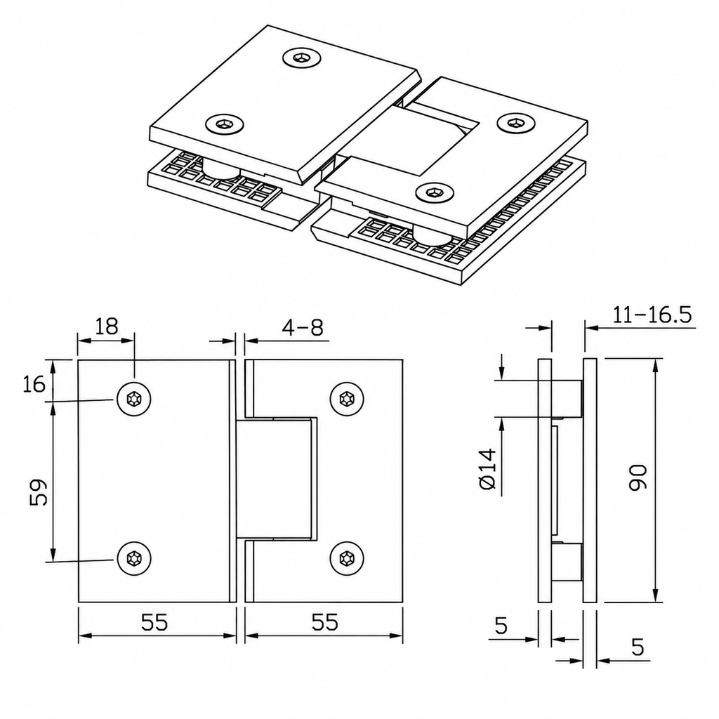Cordoba Gunmetal Shower Hinge