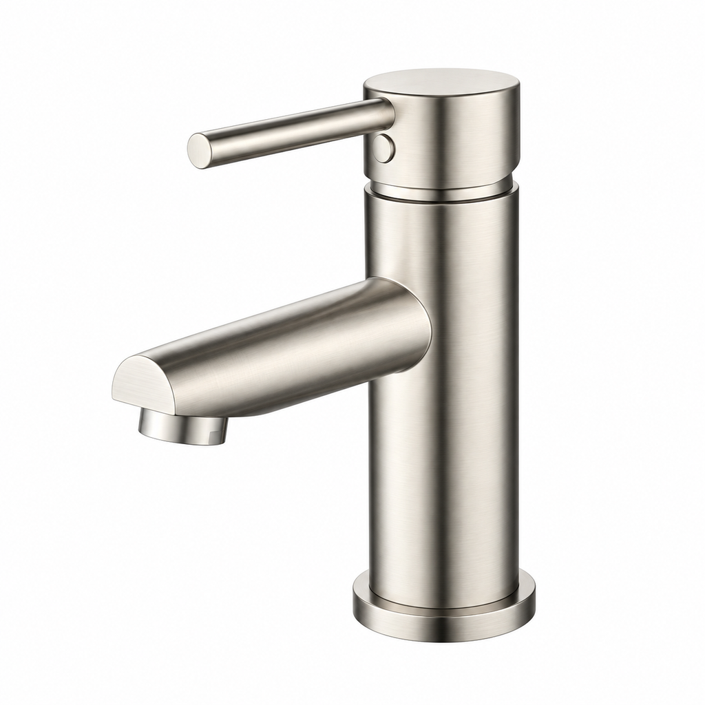 Valencia Brushed Nickel Basin Mixer Straight Spout