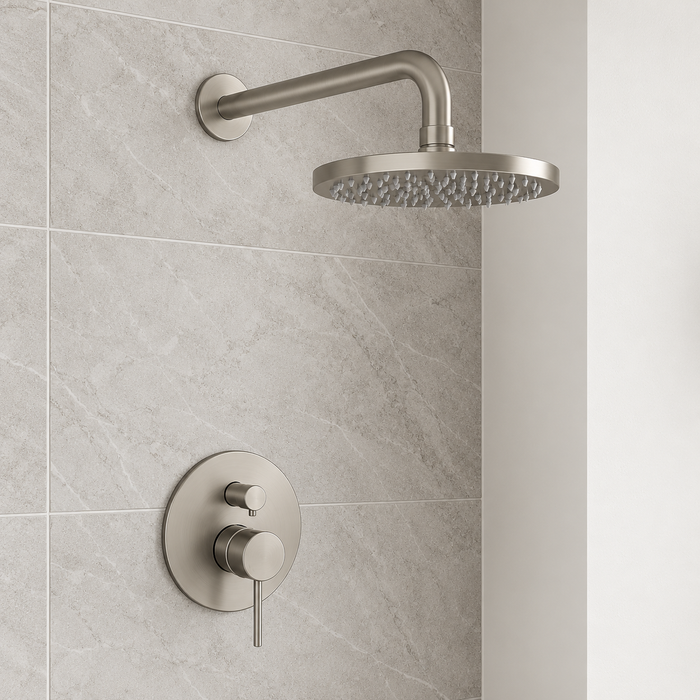 Valencia Brushed Nickel Showerhead on Wall Mounted Arm