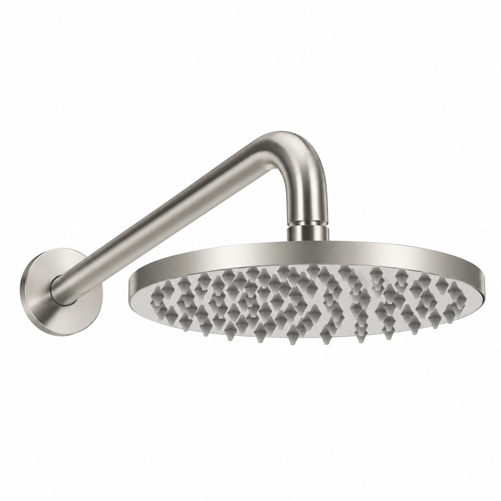 Valencia Brushed Nickel Showerhead on Wall Mounted Arm