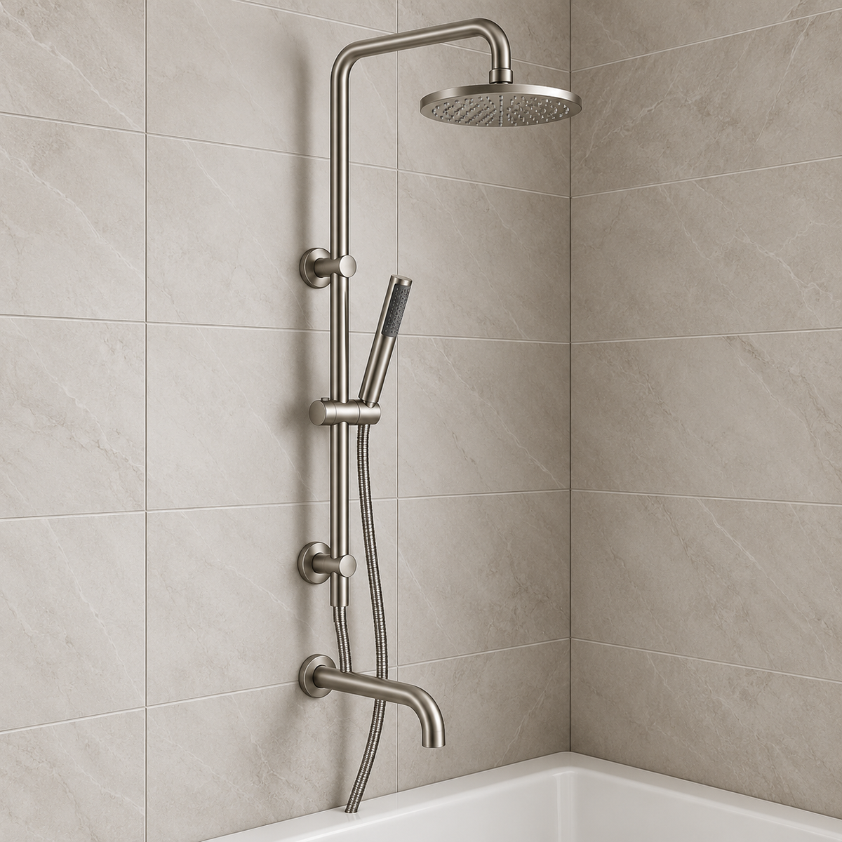Valencia Brushed Nickel Dual Shower with Diverter