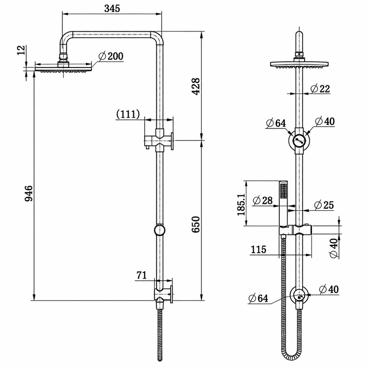Valencia Brushed Nickel Dual Shower with Diverter