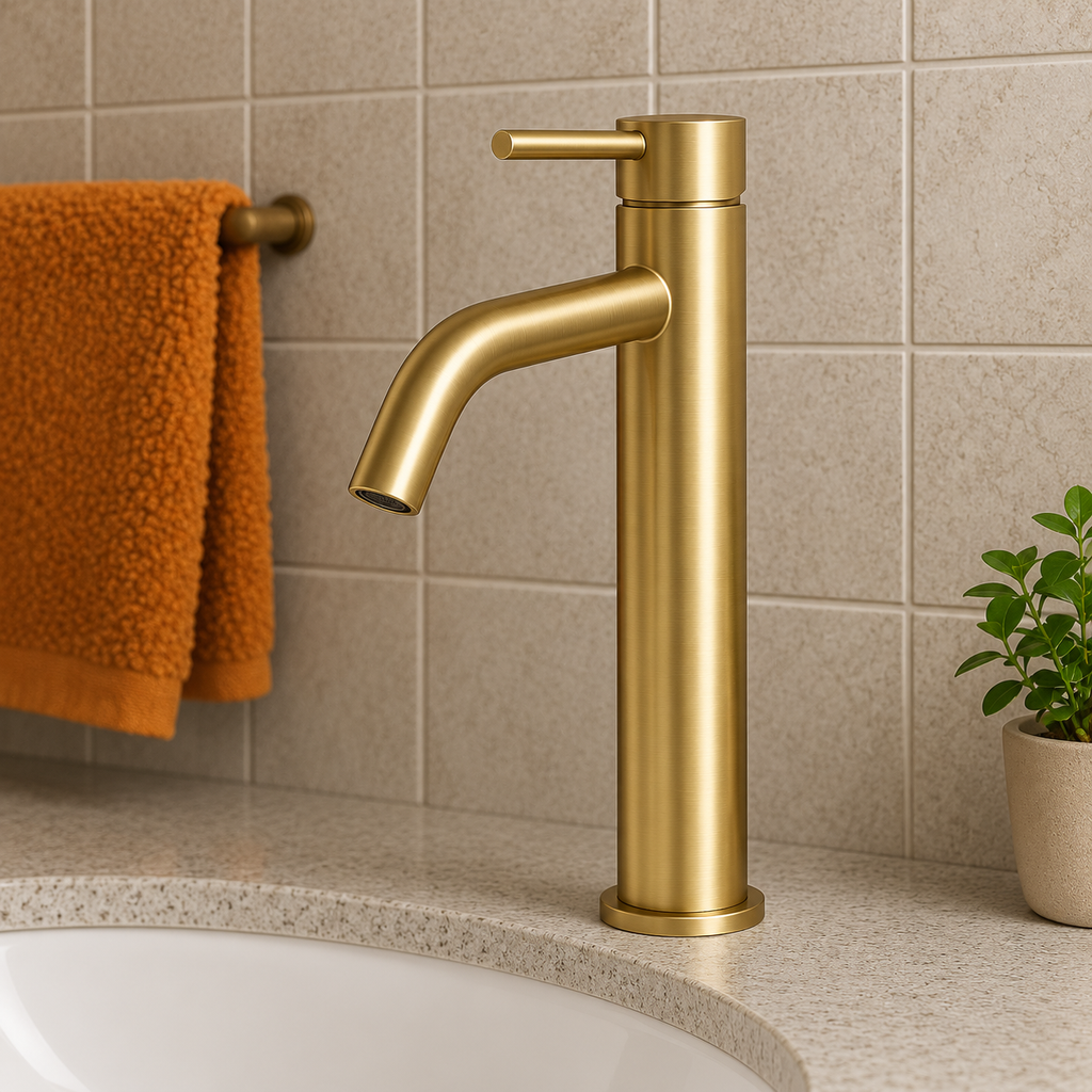 Marbella Brushed Gold Tall Basin Mixer