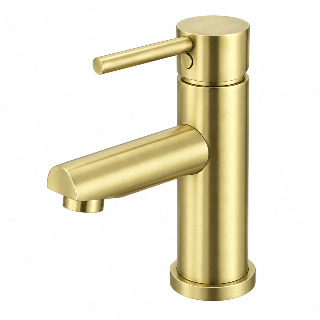 Marbella Brushed Gold Basin Mixer Straight Spout