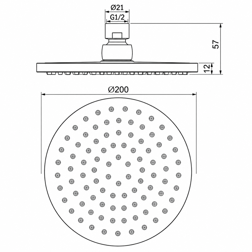 Marbella Brushed Gold Shower Head 200mm