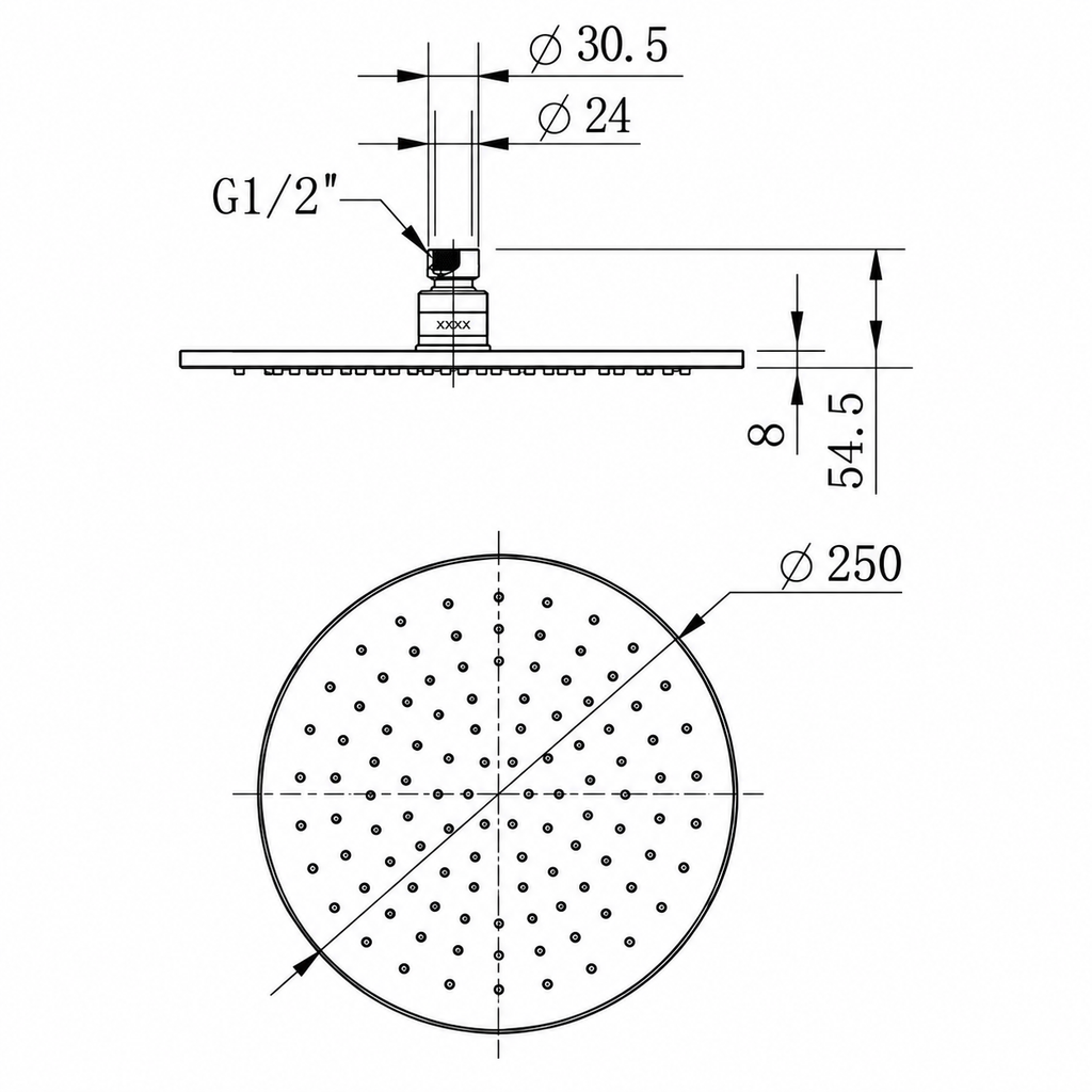 Marbella Brushed Gold Shower Head 250mm