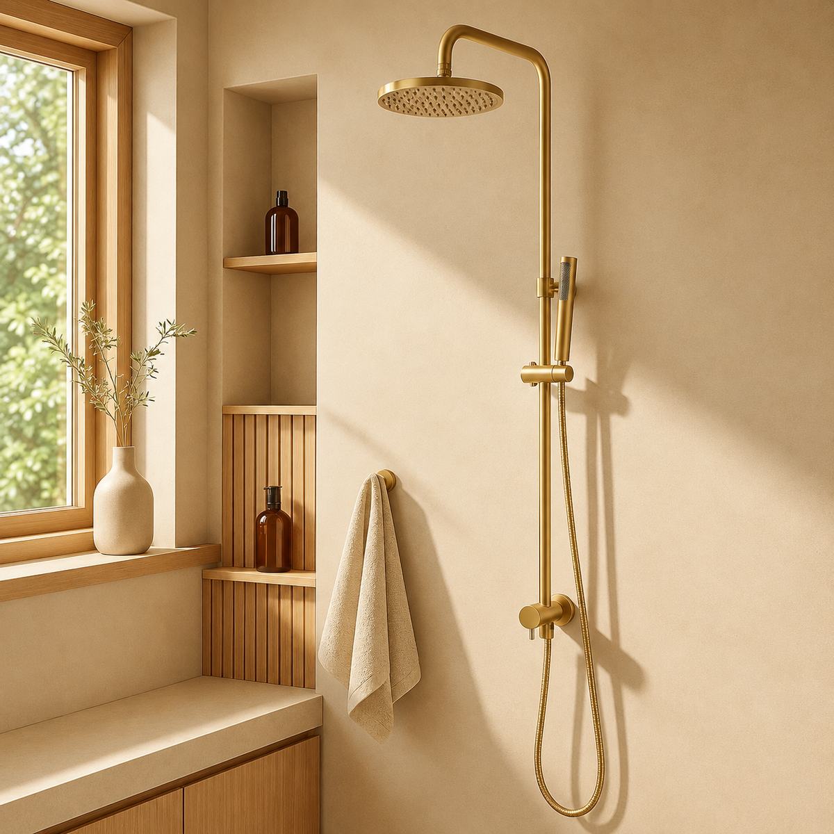 Marbella Brushed Gold Dual Shower with Diverter