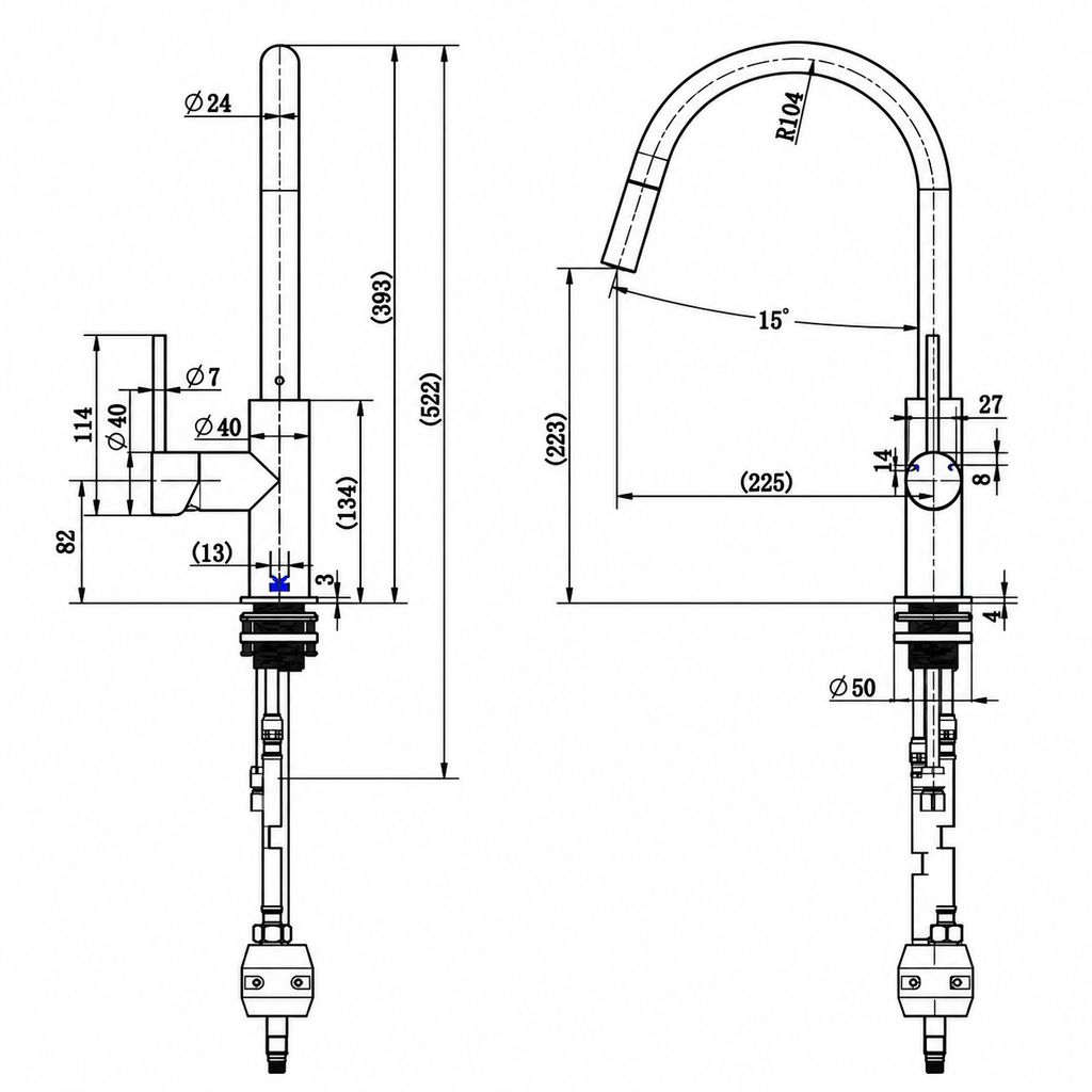Chrome Pull Out Mixer