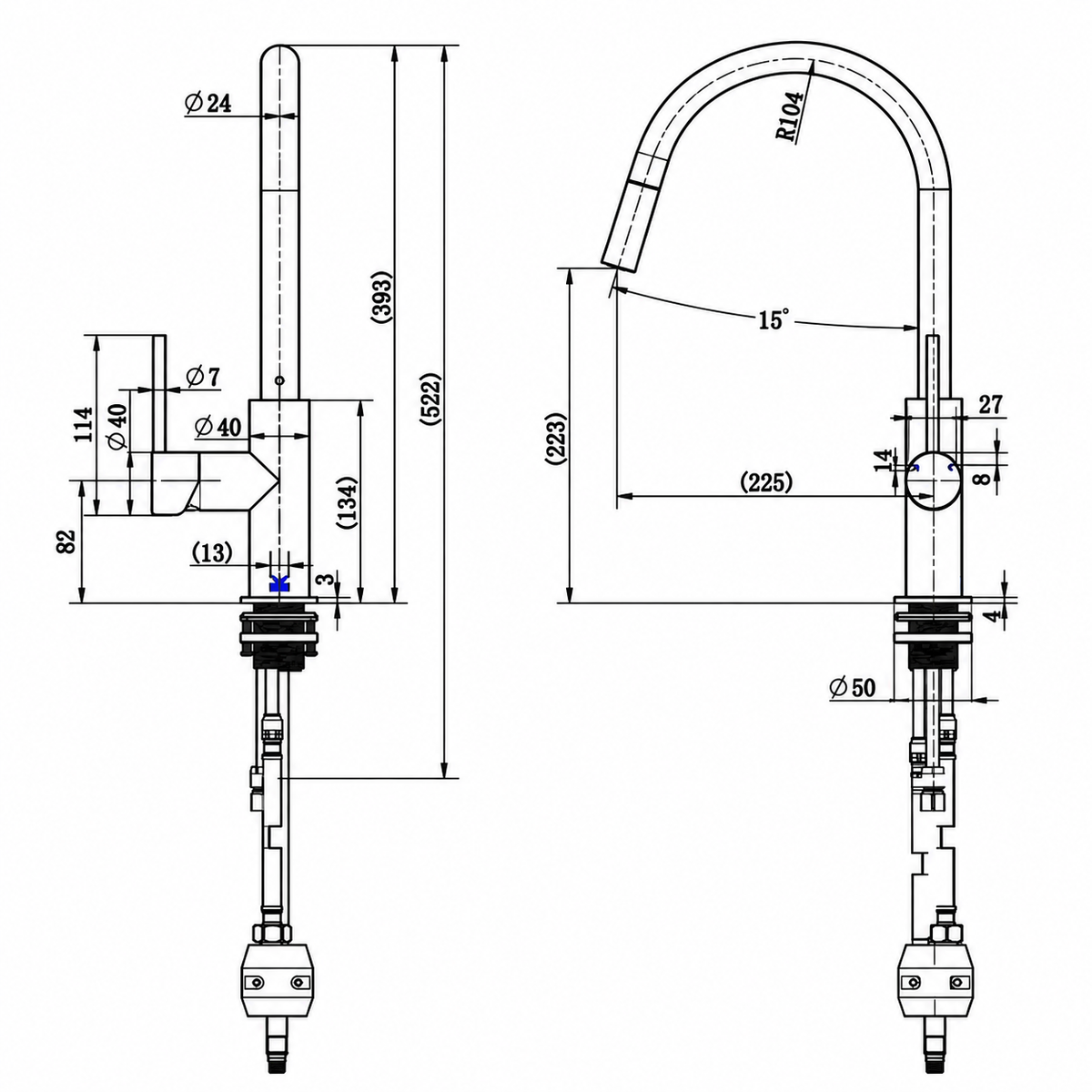 Chrome Pull Out Mixer