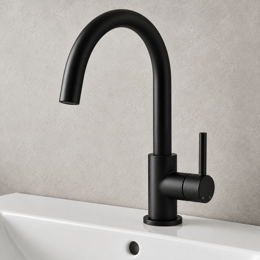 Onix Black Round Kitchen Mixer