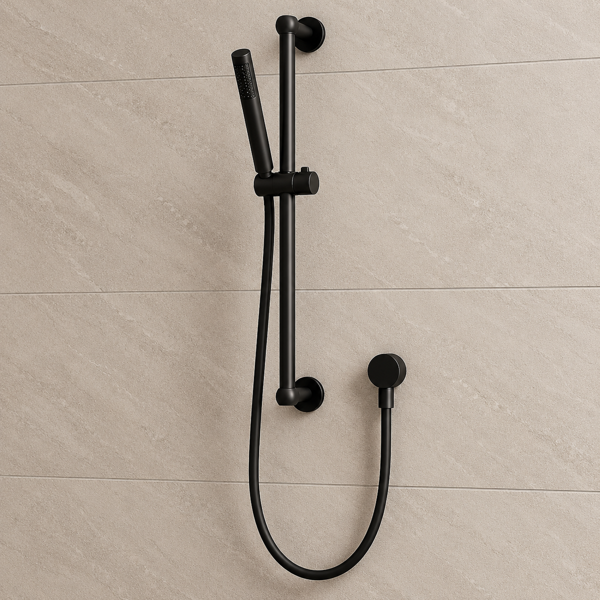 Black Round Shower Rail