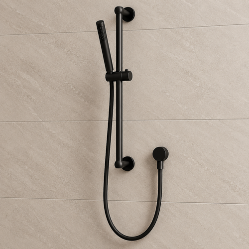 Black Round Shower Rail