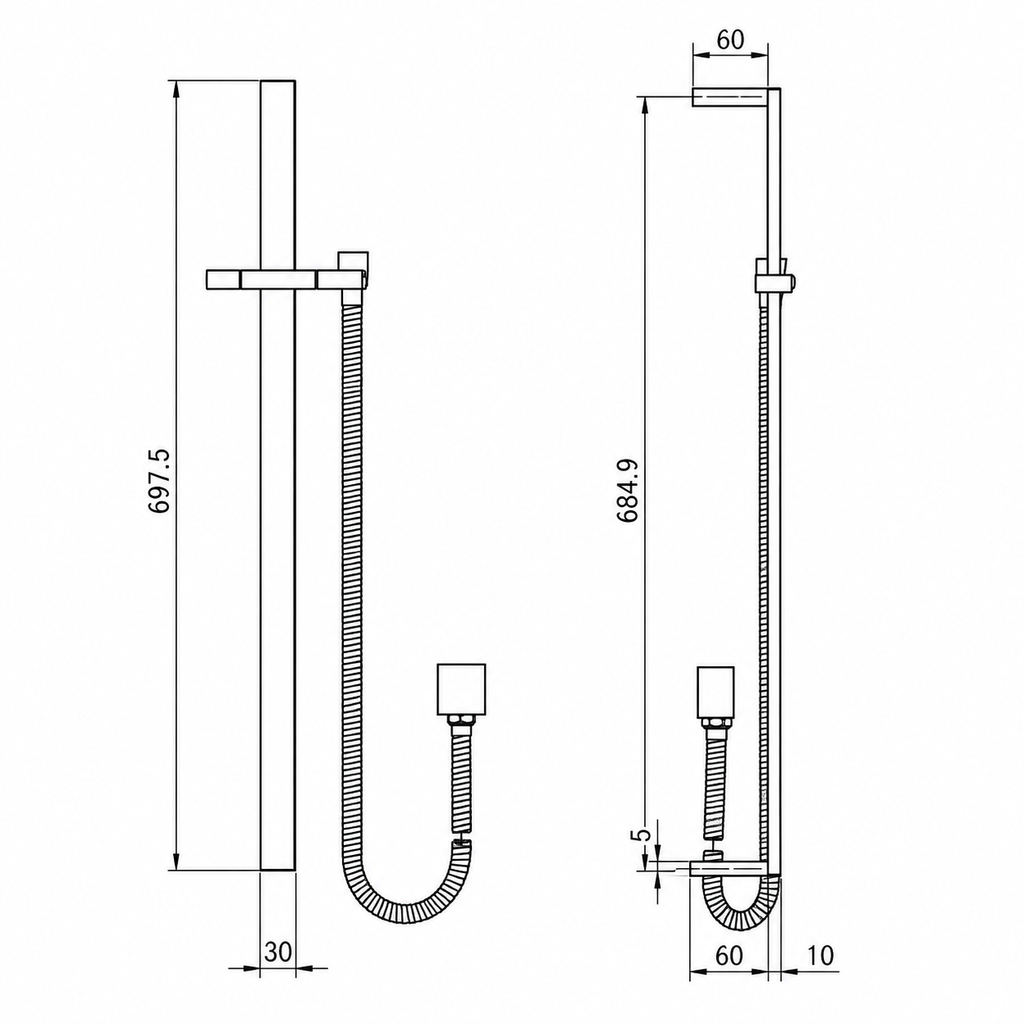 Onix Black Square Shower Rail