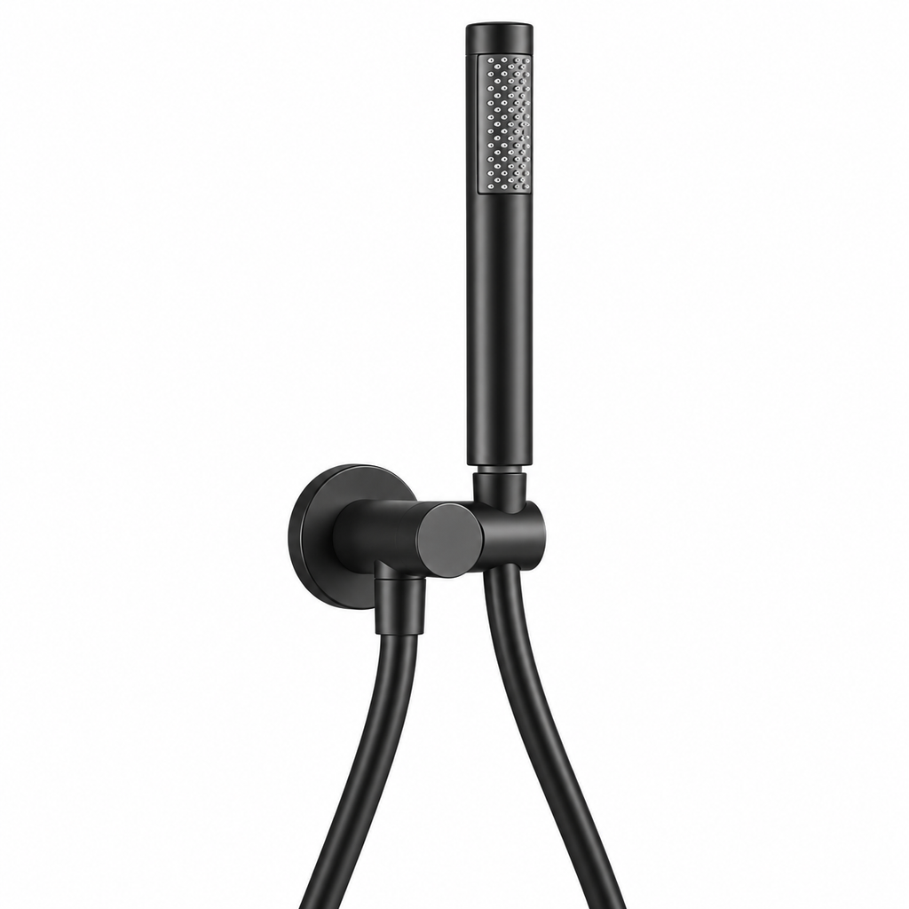 Black Round Shower Unit on Bracket
