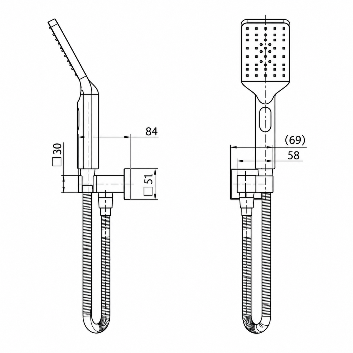 Onix Black Square Shower Unit on Bracket