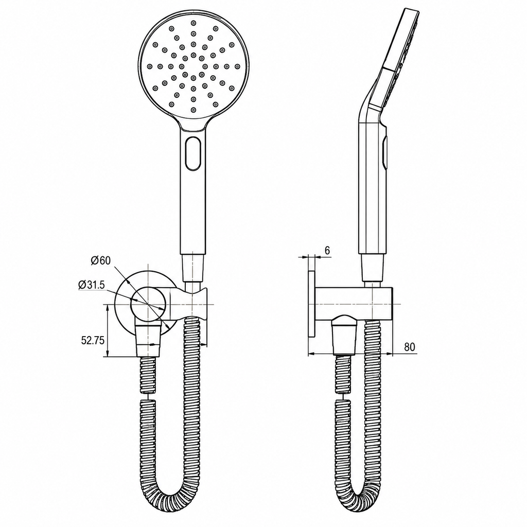 Black Round Shower Unit on Bracket