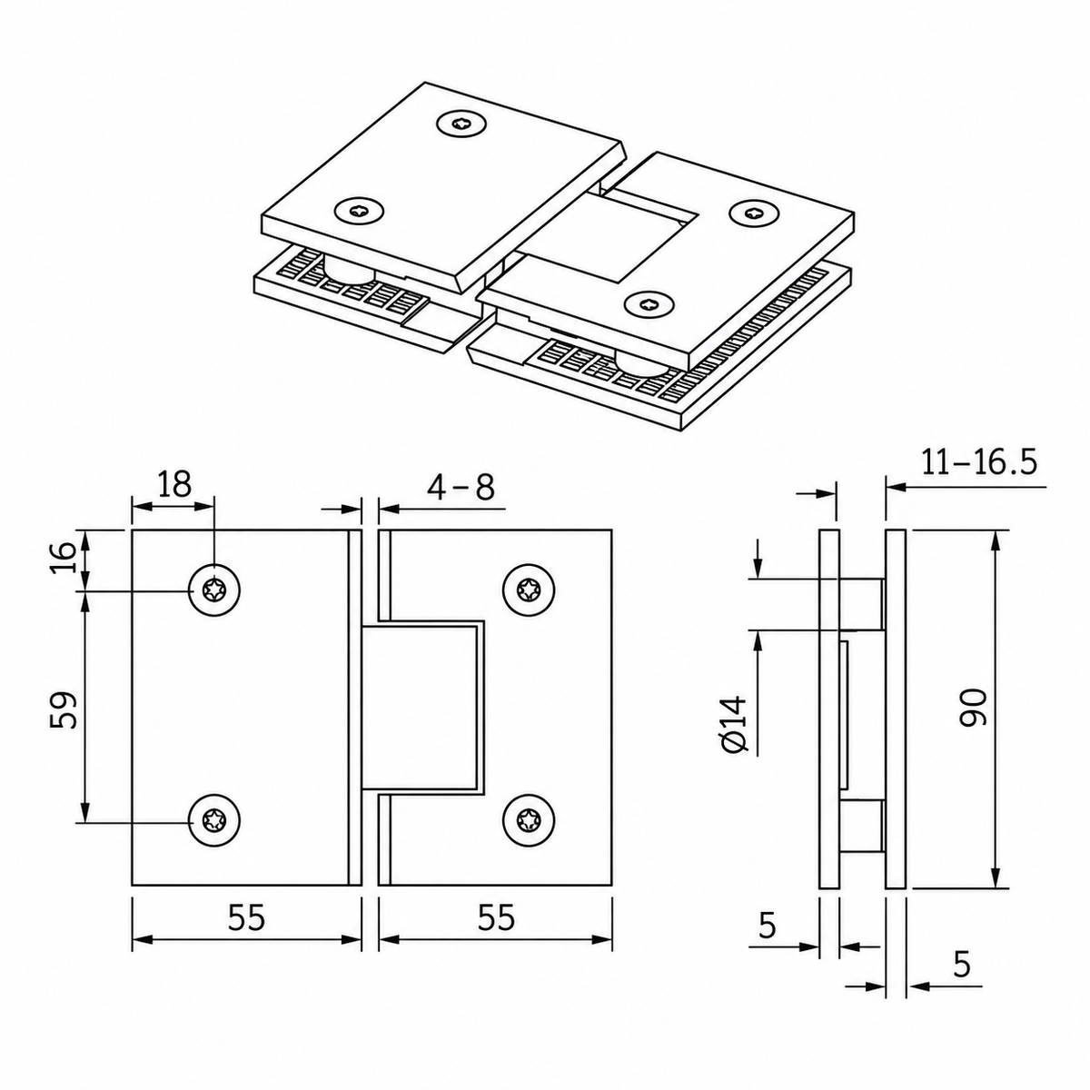 Black Shower Hinge