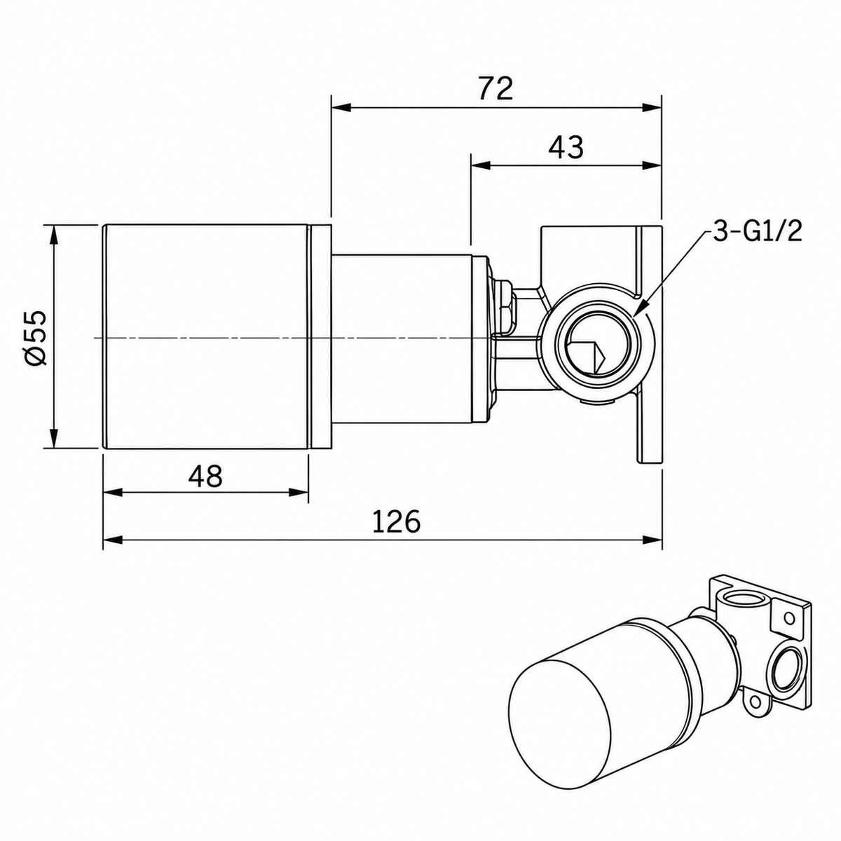 Chrome Progressive Wall Mixer 35mm cartridge