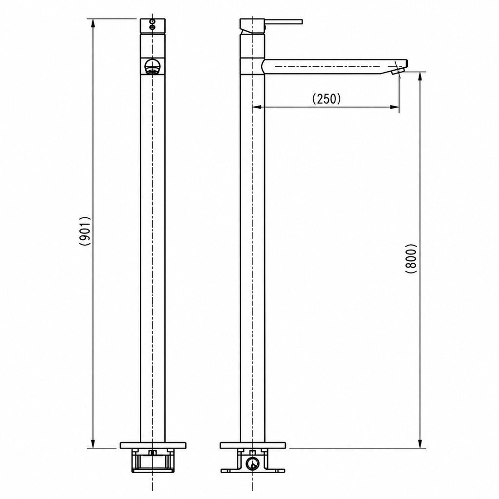 Round Floor Mixer with a swivel spout