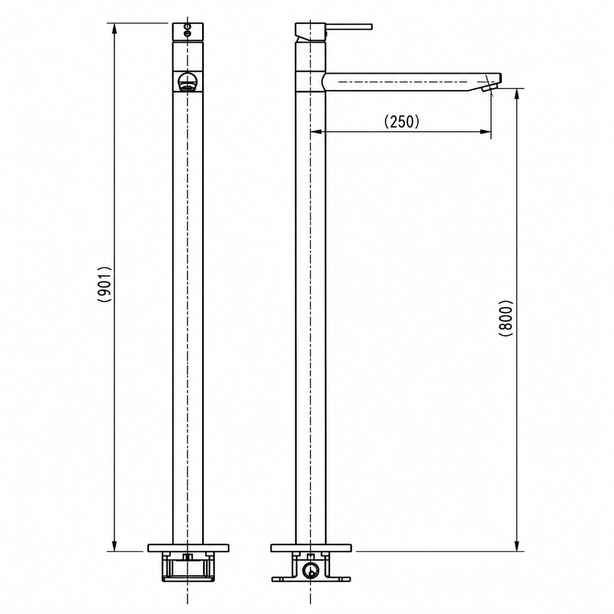 Round Floor Mixer with a swivel spout