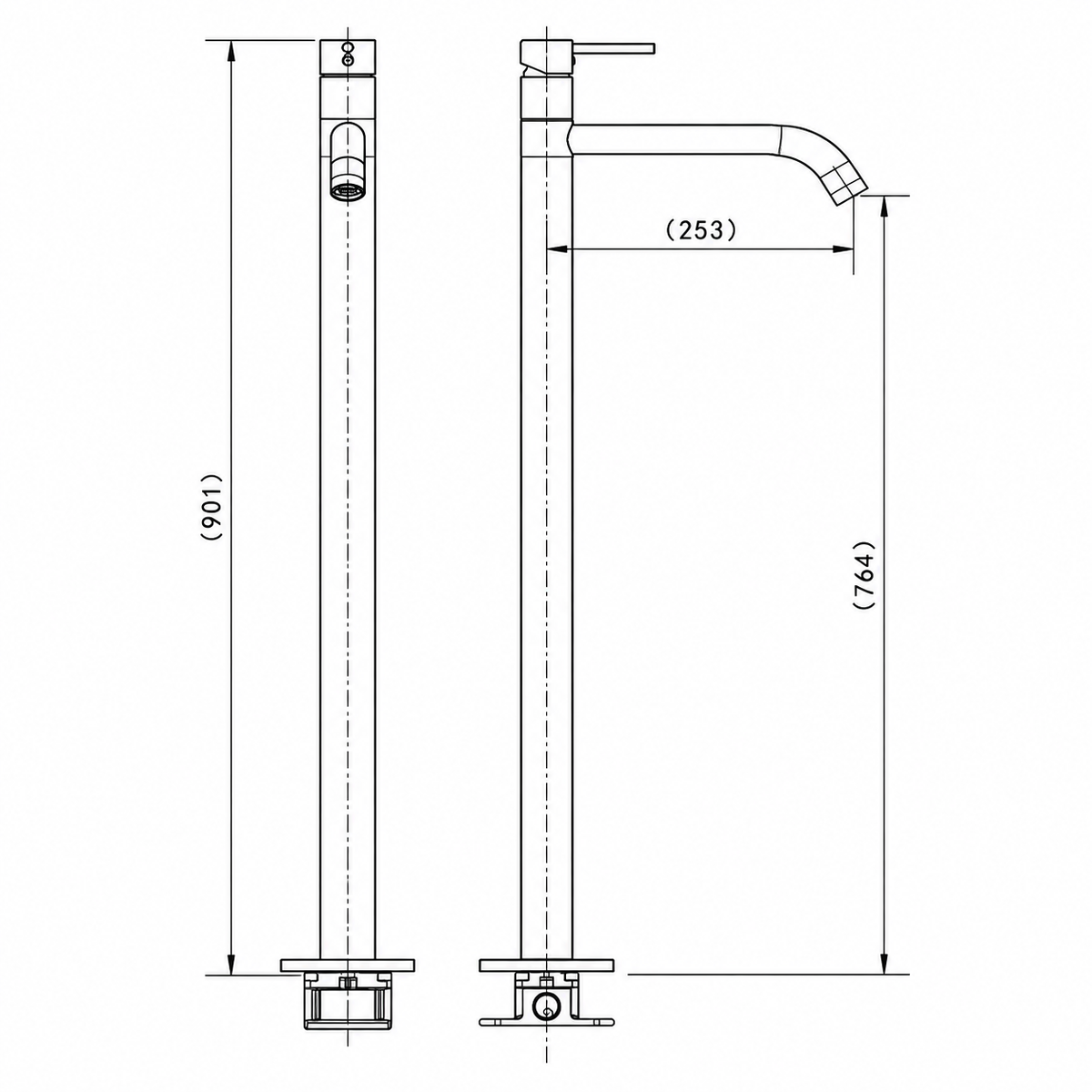 Round Floor Mixer with a swivel spout