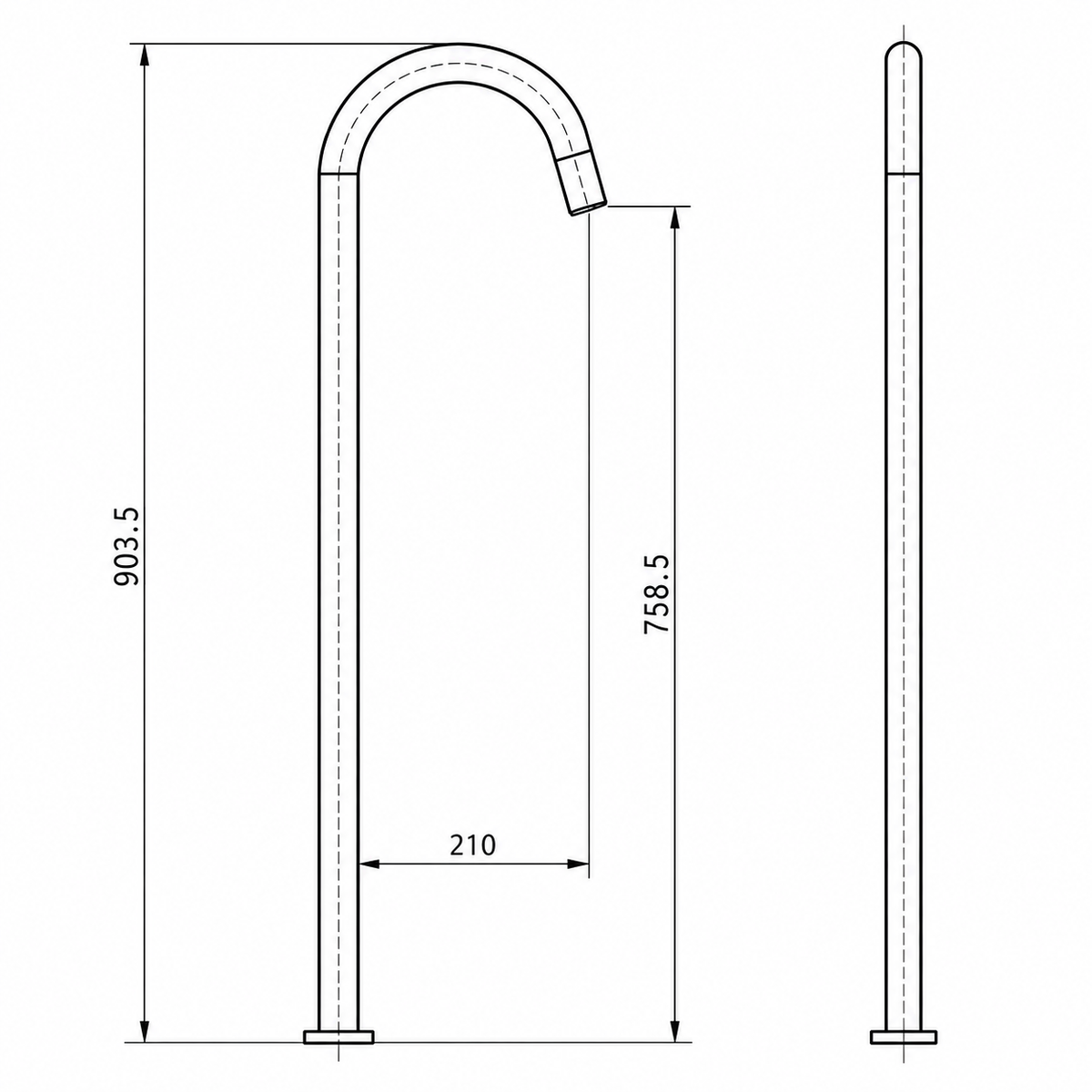 Square Floor Bath Spout