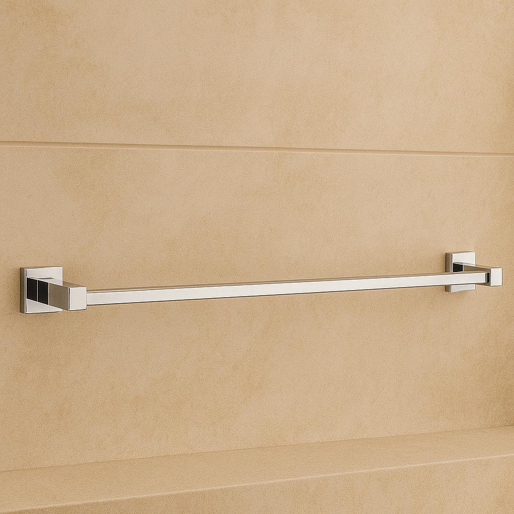 Chrome Square Single Towel Rail