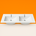 Double Bowl Ceramic Vanity Basin – Wide with Slimline Top & 1TH Per Bowl 1500mmx460mmx200mm