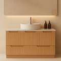 Duplex 855mm Floor Standing Vanity 1500mm– Grooved Panel with Soft Closing Drawers