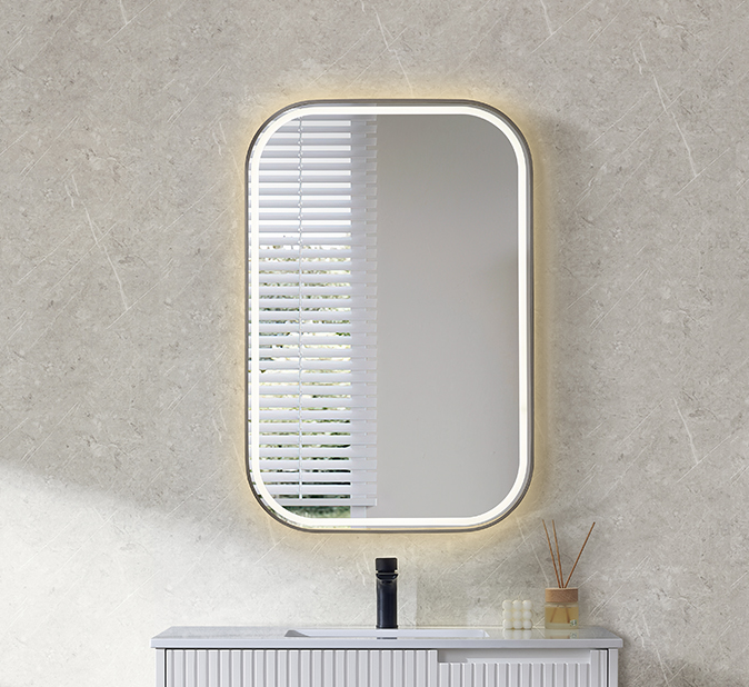 Farley LED Mirror – Wall-Hung Backlit Bathroom Mirror with Matt Black or Chrome Frame