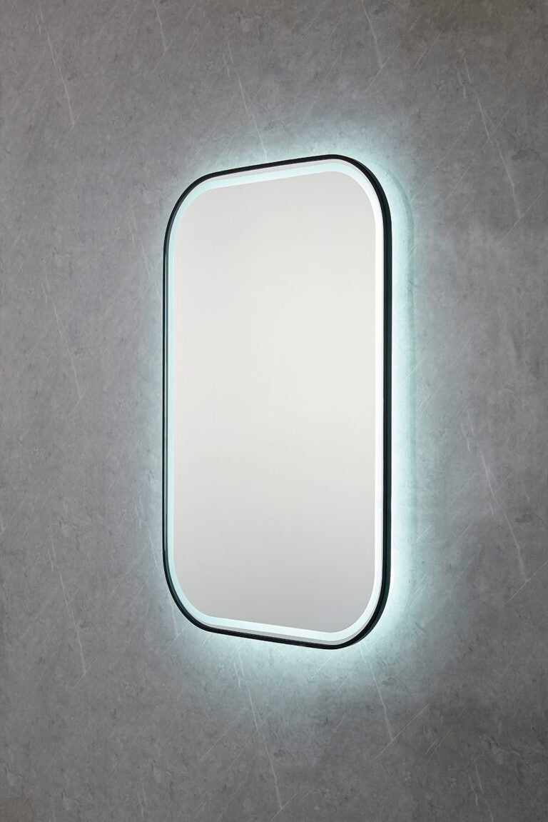 Farley LED Mirror – Wall-Hung Backlit Bathroom Mirror with Matt Black or Chrome Frame