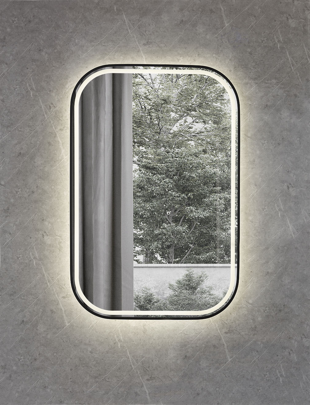 Farley LED Mirror – Wall-Hung Backlit Bathroom Mirror with Matt Black or Chrome Frame