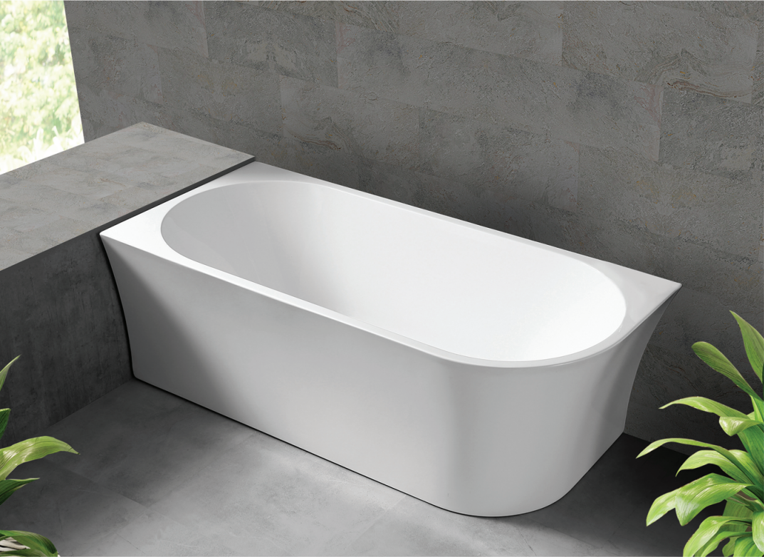Harper 1700mm Freestanding Acrylic Bath – Back to Corner (Left or Right) Installation