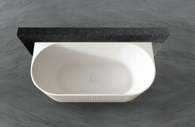 Kira 1500mm Freestanding Bath – Modern Back-to-Wall Acrylic Bathtub with Vertical Fluted Design