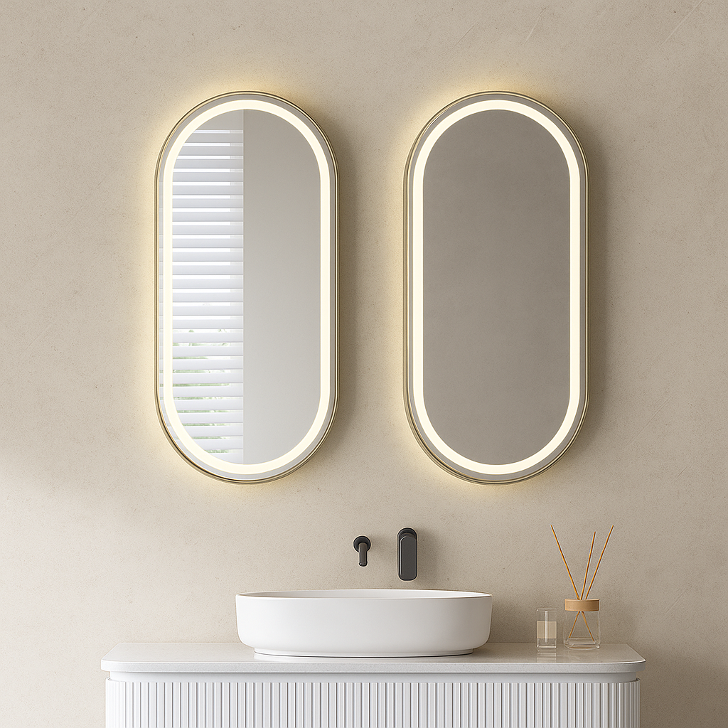 Montego LED Mirror – Wall-Hung Bathroom Mirror with Matt Black or Chrome Frame