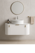 Plateau 460mm Wall Hung Vanity 900mm– Curved Drawer Design in Matt White or Natural Timber