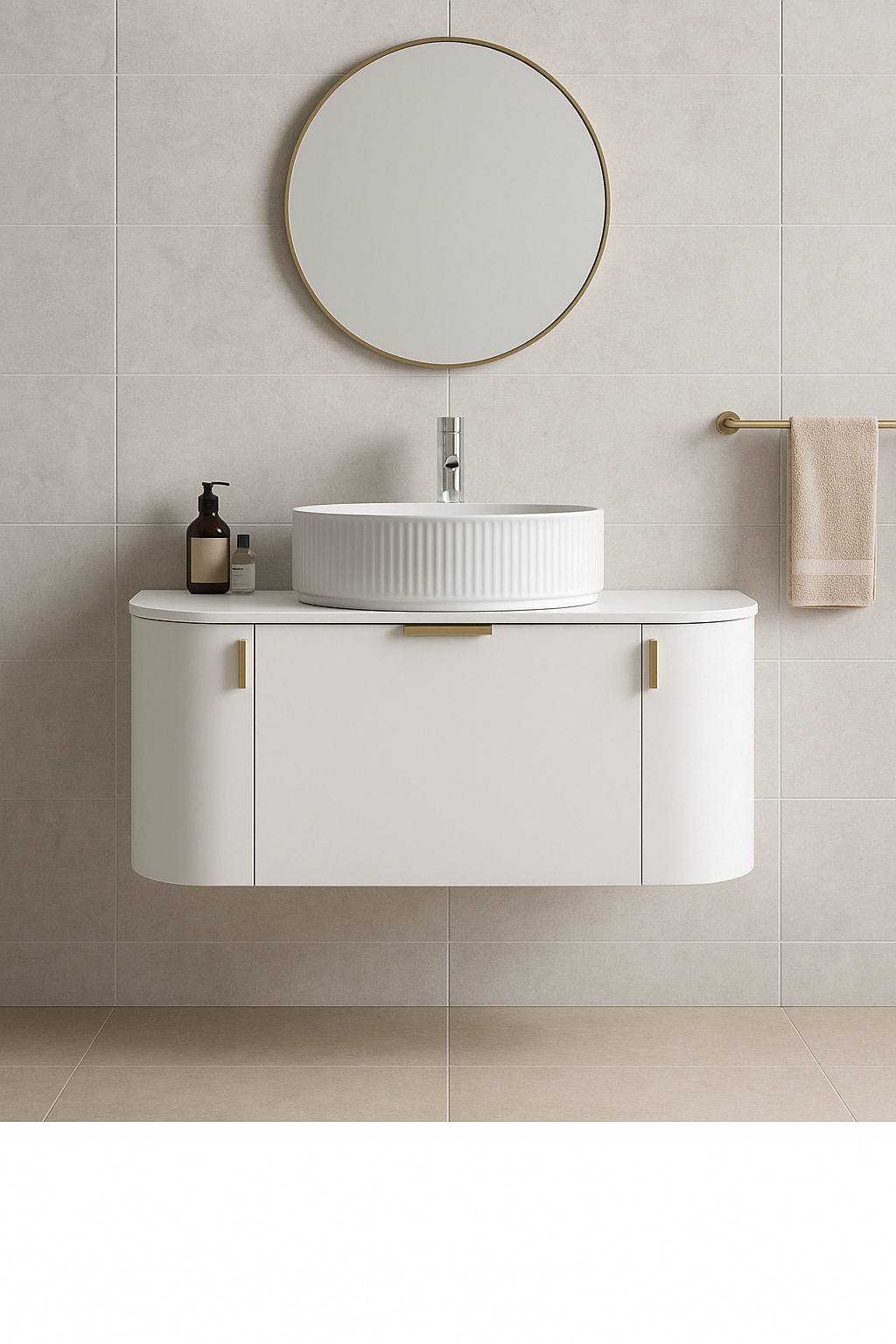 Plateau 460mm Wall Hung Vanity 900mm– Curved Drawer Design in Matt White or Natural Timber