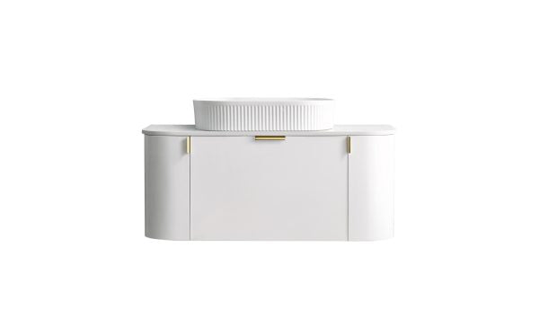 Plateau 460mm Wall Hung Vanity 900mm– Curved Drawer Design in Matt White or Natural Timber