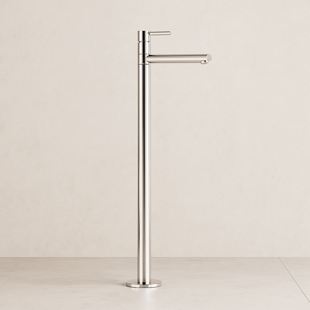 Round Floor Mixer with a swivel spout