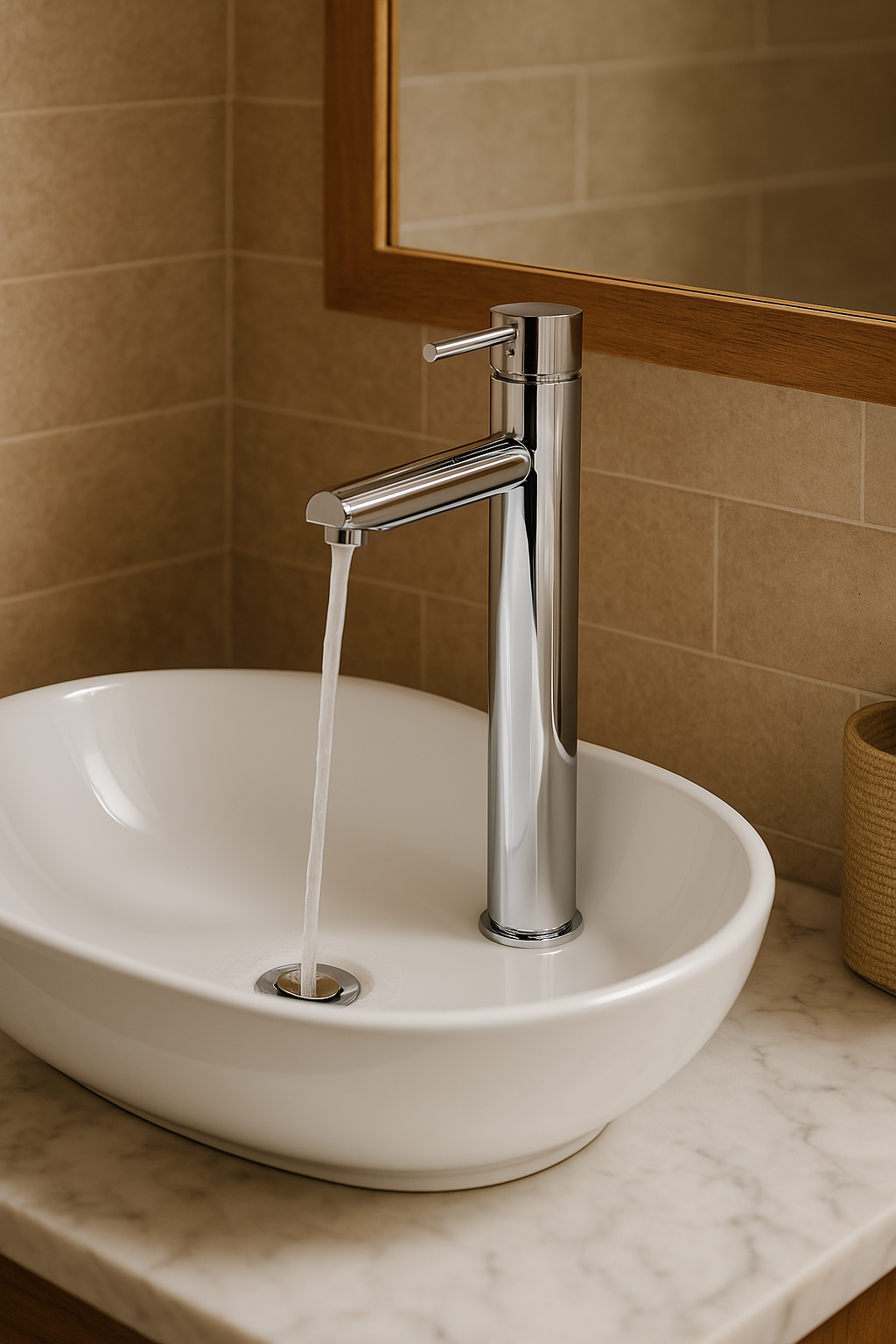 Round Tall Basin Mixer 40mm cartridge