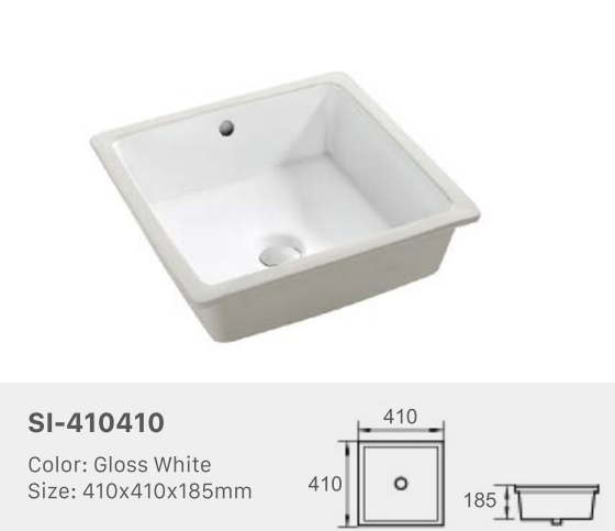 Undermount Ceramic Sink – 410mm Square with 12L Capacity