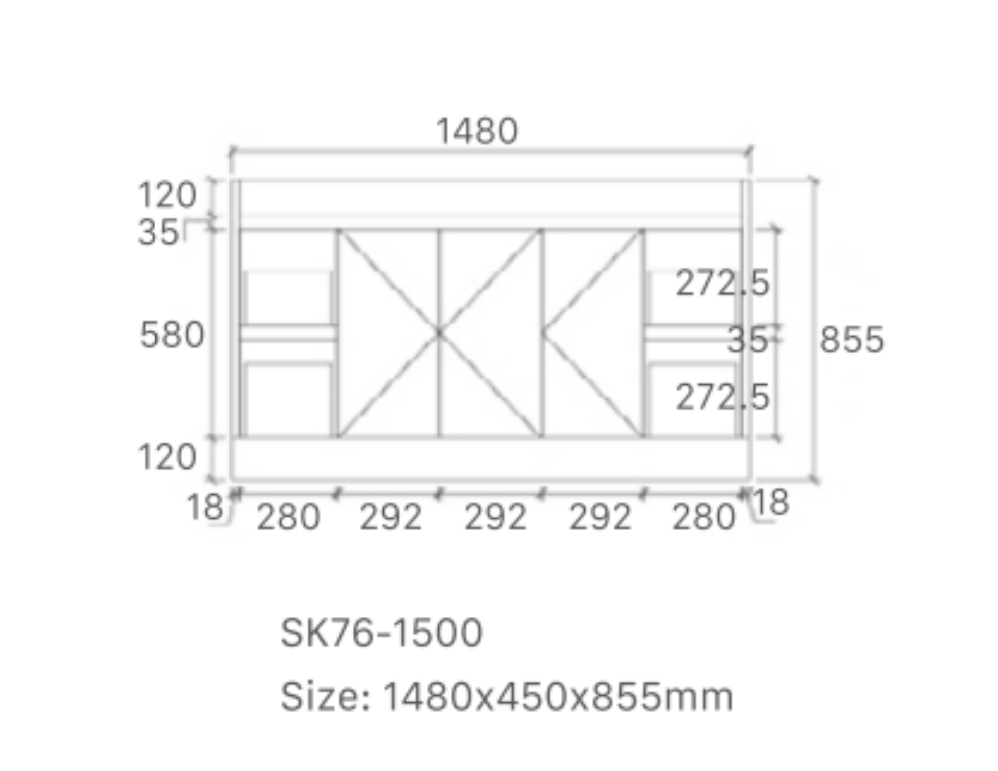 Quinn 1500W Freestanding 460mm Vanity Modern European Design